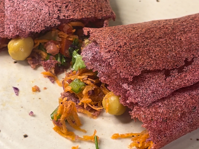 Beetroot barley dosa